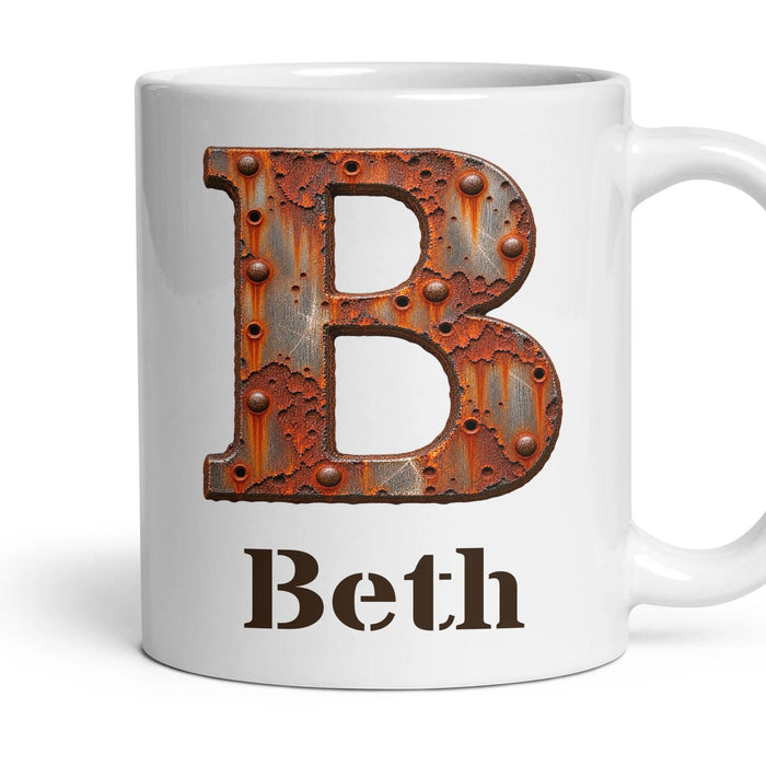 Personalised Rust Monogram Mug mug, 11oz white ceramic, handle right
