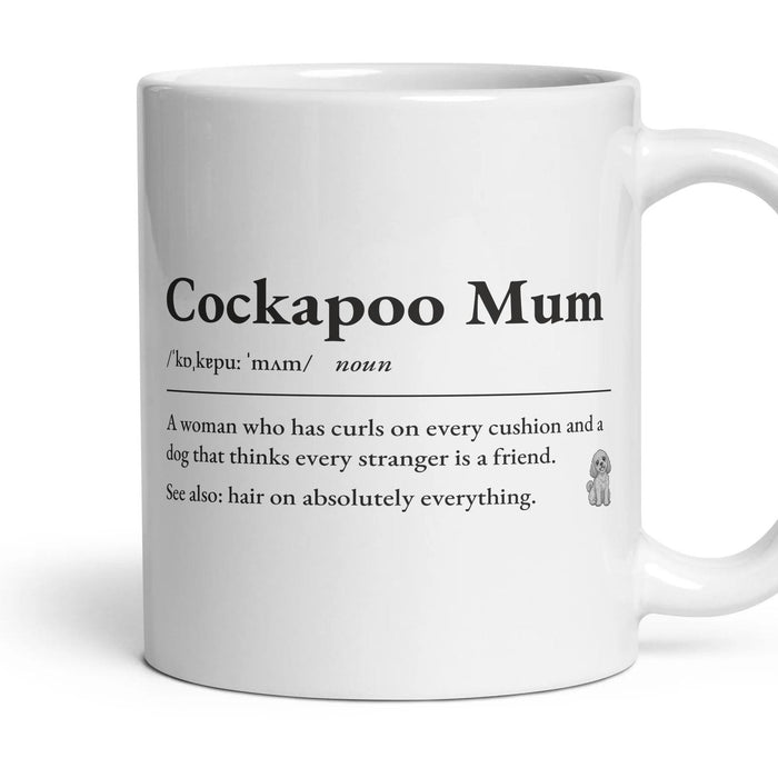 Cockapoo Mum mug, 11oz white ceramic, Apricot, handle right