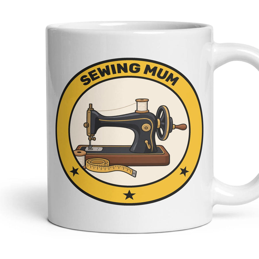 Sewing Mum mug, 11oz white ceramic, handle right