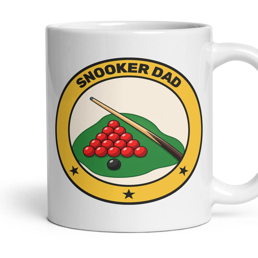 Snooker Dad mug, 11oz white ceramic, handle right