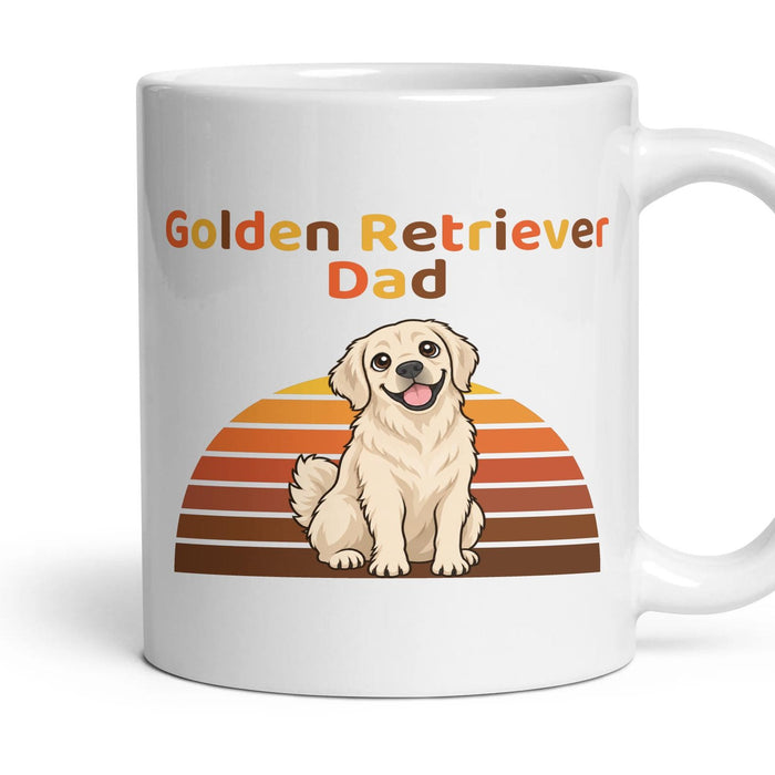 Golden Retriever Dad mug, 11oz white ceramic, Cream, handle right