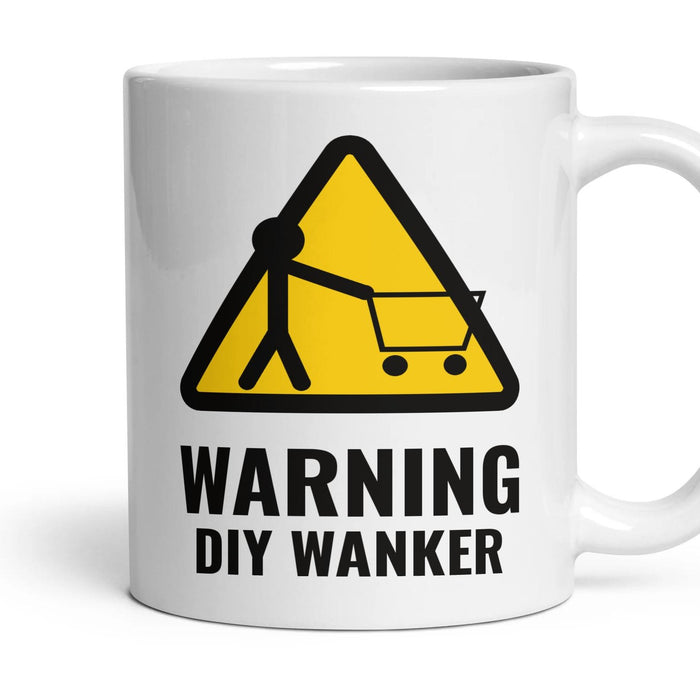 WARNING: DIY WANKER mug, 11oz white ceramic, handle right