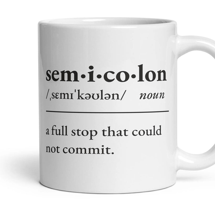 Semicolon, noun — Definition Mug mug, 11oz white ceramic, handle right