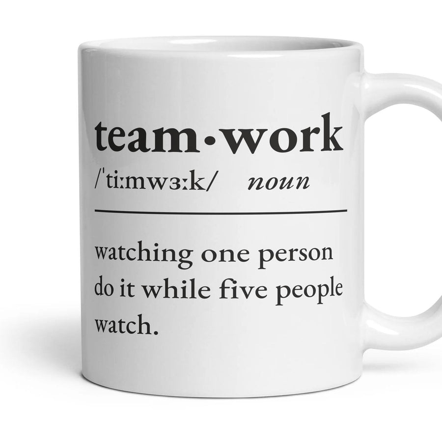Teamwork, noun — Definition Mug mug, 11oz white ceramic, handle right