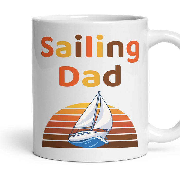 Sailing Dad mug, 11oz white ceramic, handle right