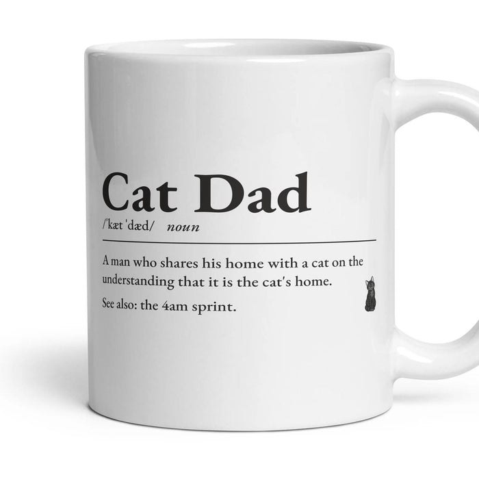 Cat Dad mug, 11oz white ceramic, Black, handle right