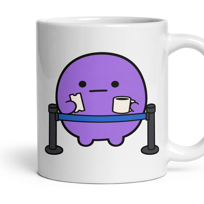 Bus Queue mug, 11oz white ceramic, handle right