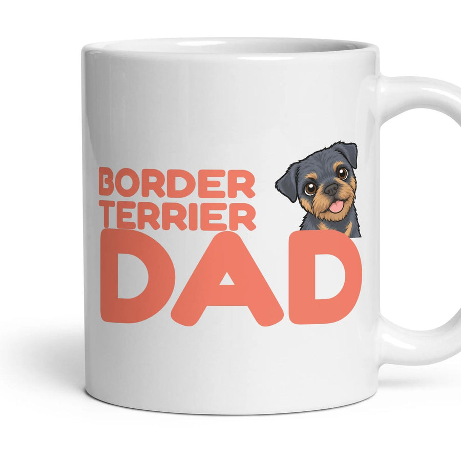 Border Terrier Dad mug, 11oz white ceramic, Blue & Tan, handle right