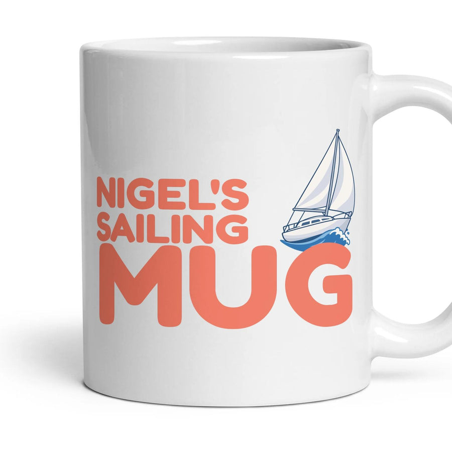 Personalised Sailing Mug mug, 11oz white ceramic, handle right