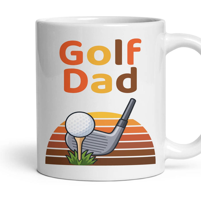 Golf Dad mug, 11oz white ceramic, handle right