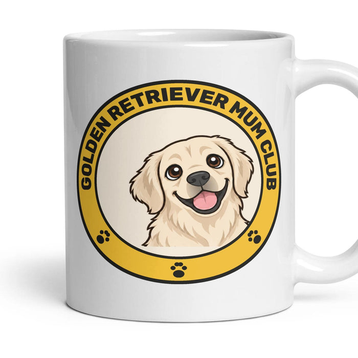 Golden Retriever Mum Club mug, 11oz white ceramic, Cream, handle right