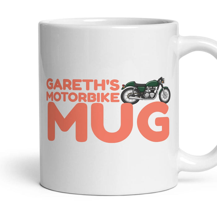 Personalised Motorbike Mug mug, 11oz white ceramic, handle right