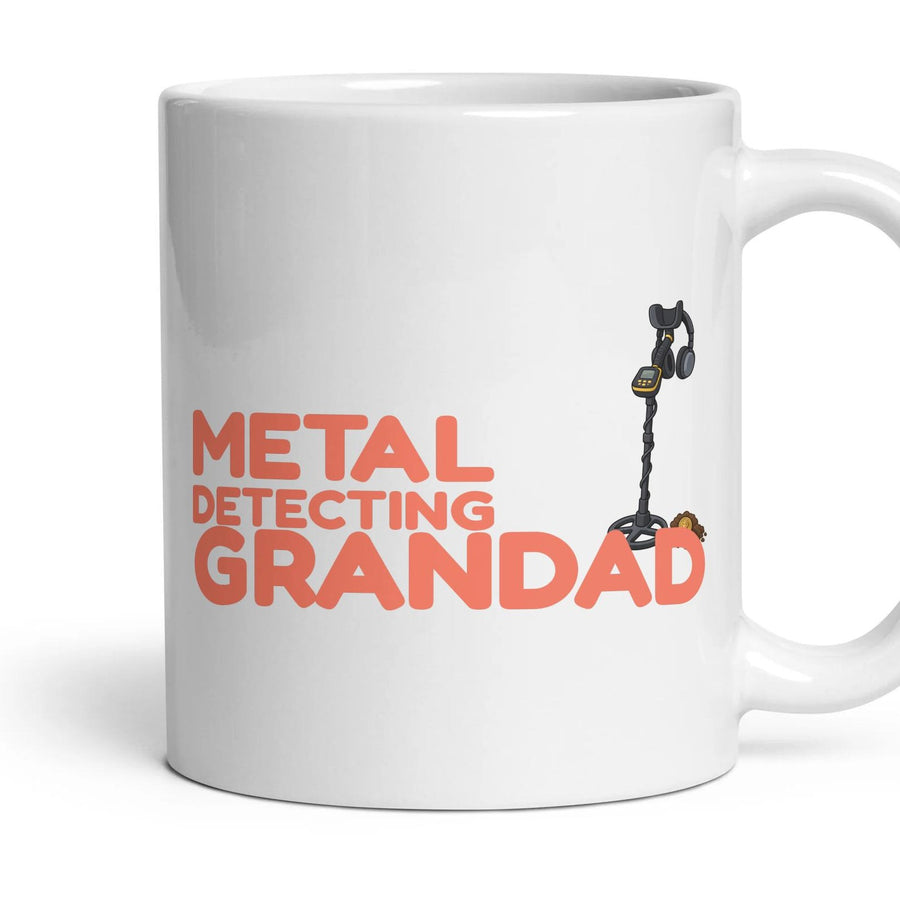 Metal Detecting Grandad mug, 11oz white ceramic, handle right