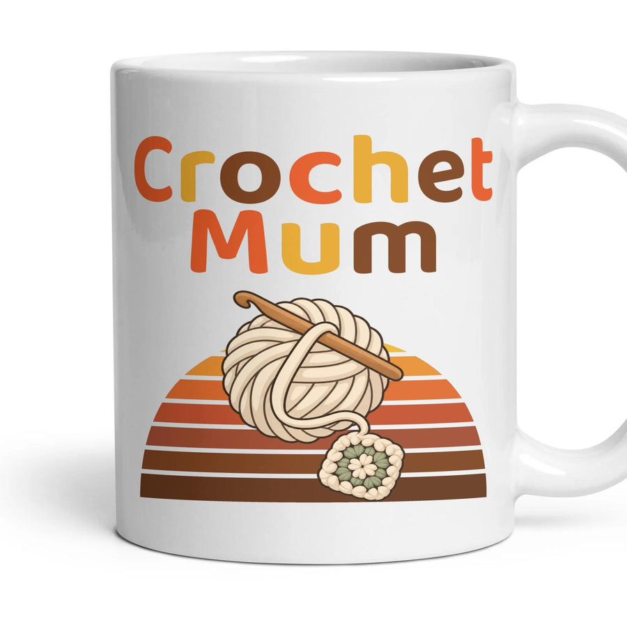 Crochet Mum mug, 11oz white ceramic, handle right
