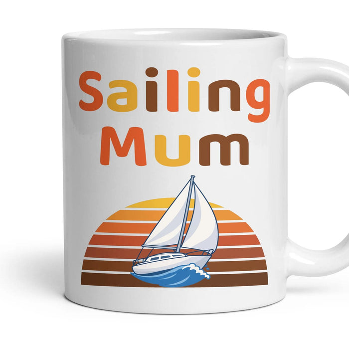 Sailing Mum mug, 11oz white ceramic, handle right