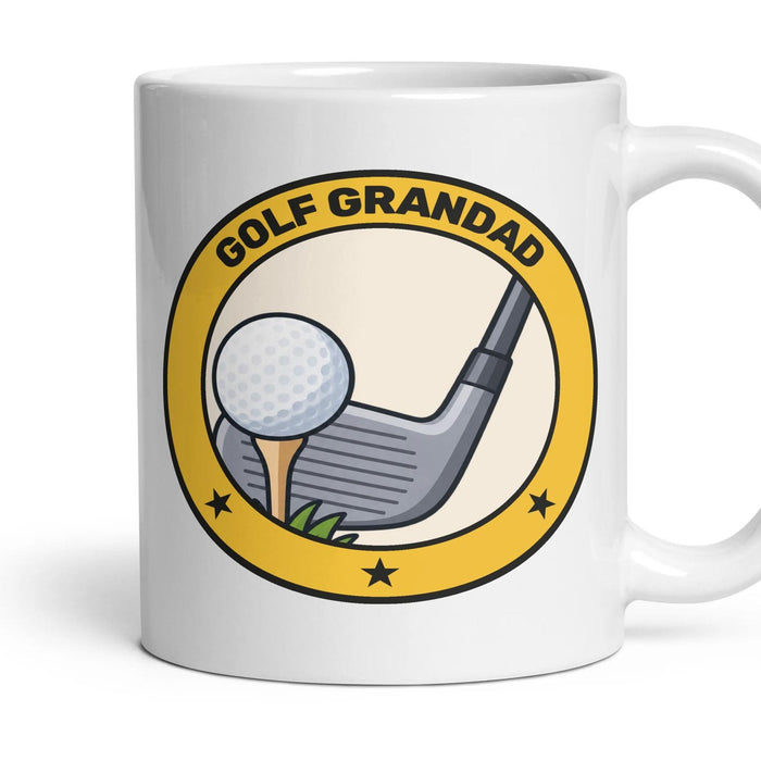 Golf Grandad mug, 11oz white ceramic, handle right