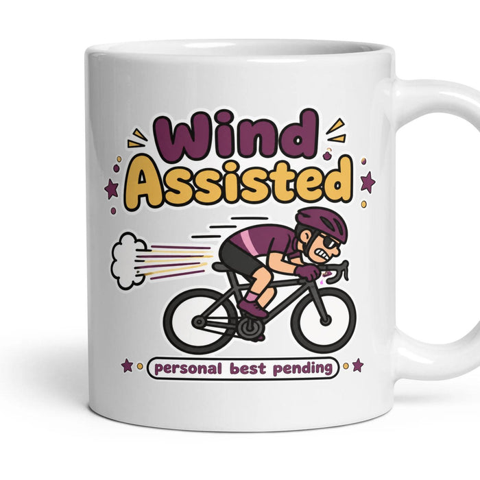 Wind Assisted mug, 11oz white ceramic, handle right