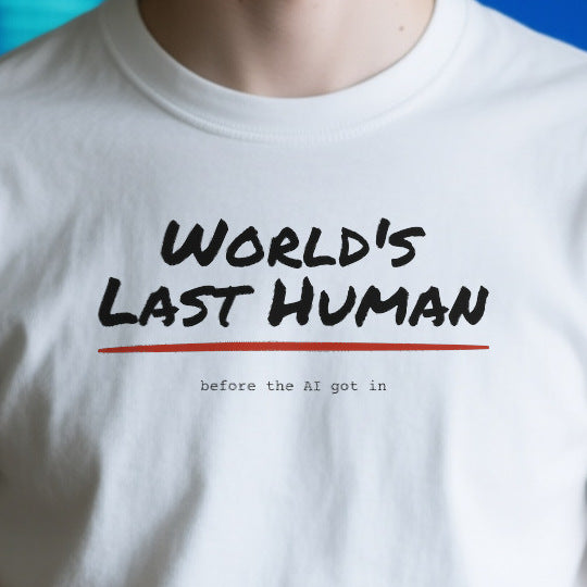 Close-up of the OD7995AD5A55 print on a white unisex t-shirt