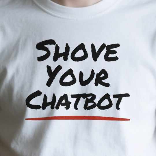 Close-up of the OD524FB88173 print on a white unisex t-shirt
