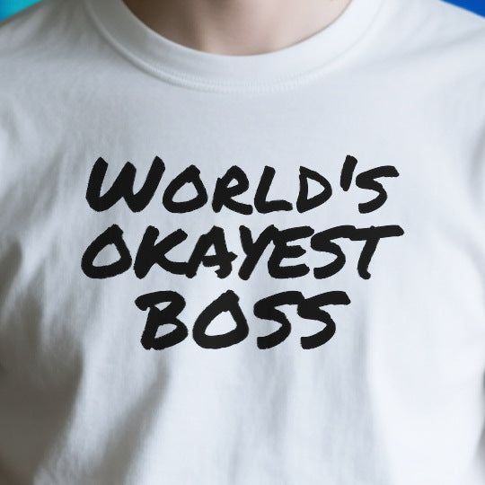Close-up of the ODD686DB91C5 print on a white unisex t-shirt