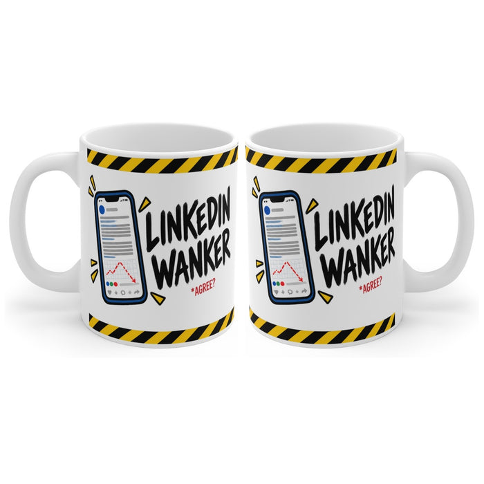 LinkedIn Wanker mug, handle right