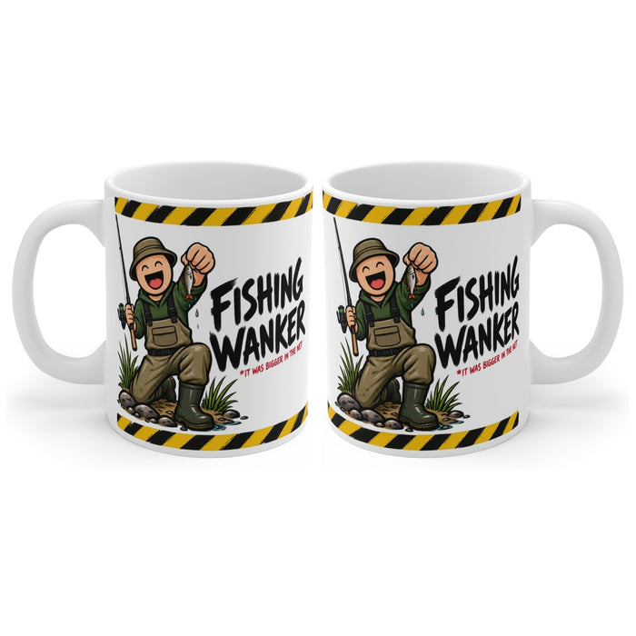Fishing Wanker mug, handle right