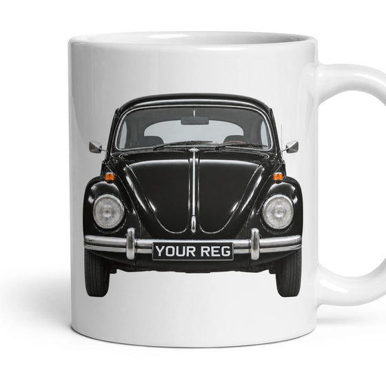 VW Beetle Personalised Number Plate Mug - Front & Rear