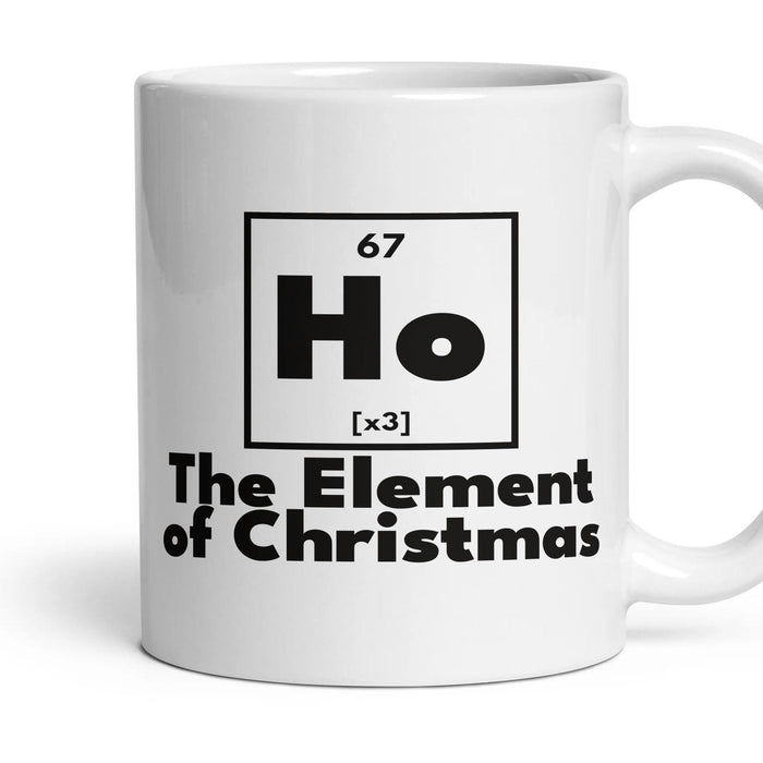 Ho The Element of Christmas mug, 11oz white ceramic, handle right