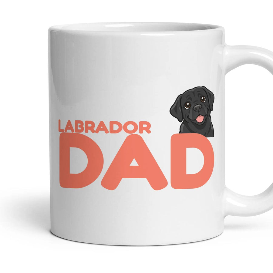 Labrador Dad mug, 11oz white ceramic, Black, handle right