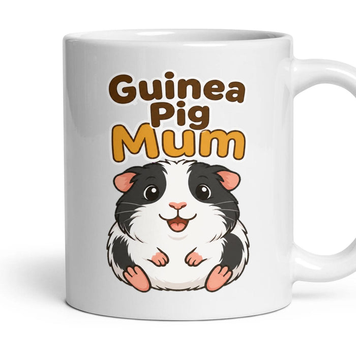 Guinea Pig Mum mug, 11oz white ceramic, Black & White, handle right