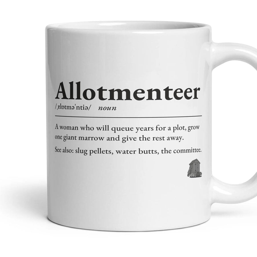 Allotment Mum mug, 11oz white ceramic, handle right