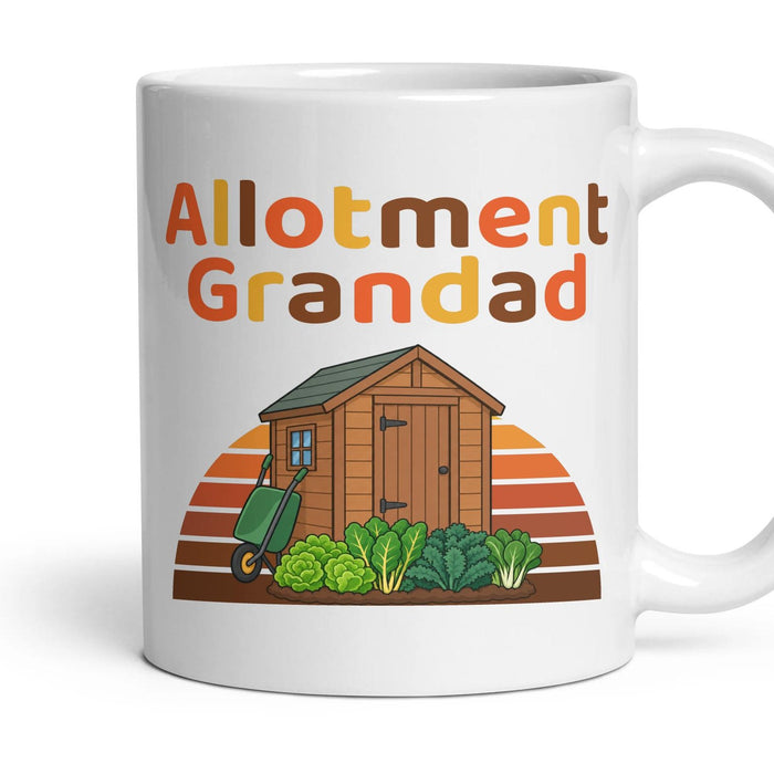 Allotment Grandad mug, 11oz white ceramic, handle right
