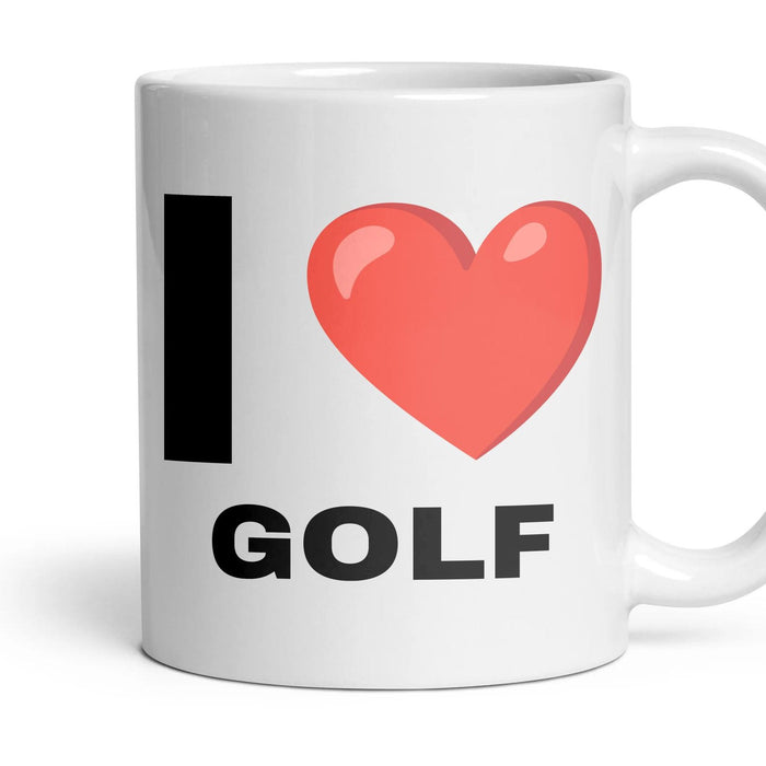 I LOVE GOLF mug, 11oz white ceramic, handle right