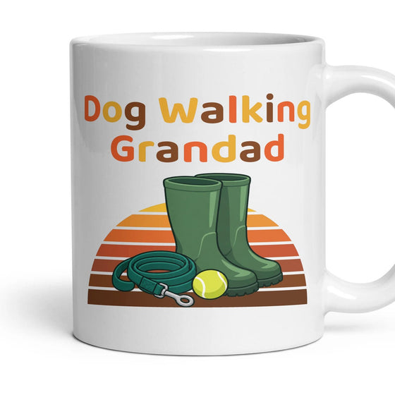 Dog Walking Grandad Retro Sunset