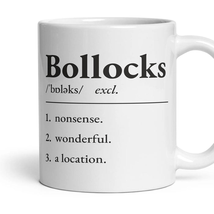 Bollocks mug, 11oz white ceramic, handle right