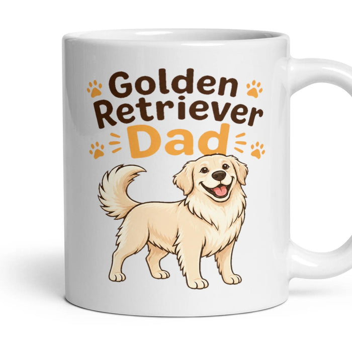 Golden Retriever Dad mug, 11oz white ceramic, Cream, handle right