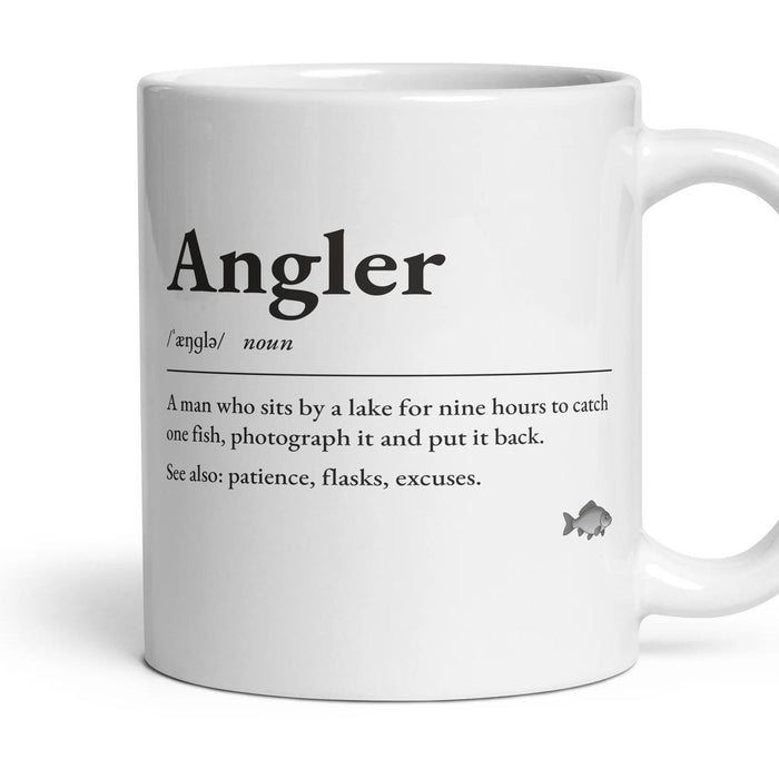 Fishing Dad mug, 11oz white ceramic, Carp, handle right