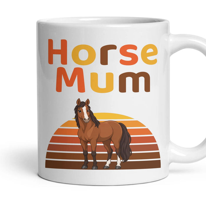 Horse Mum mug, 11oz white ceramic, Bay, handle right