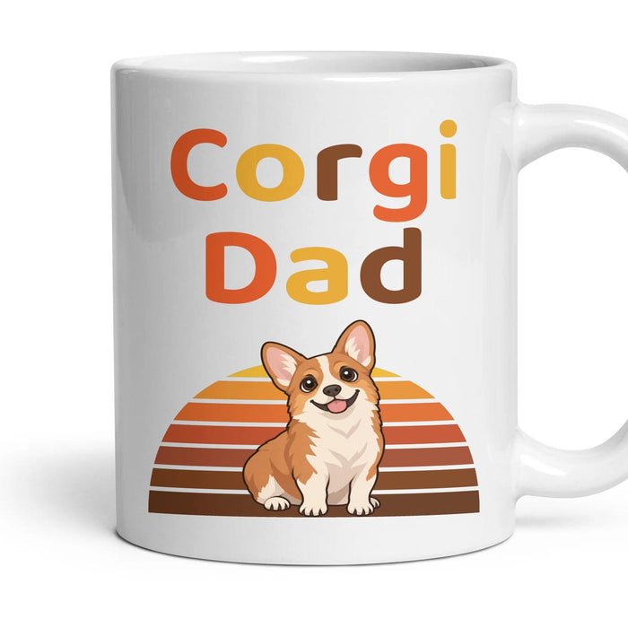 Corgi Dad mug, 11oz white ceramic, Red & White, handle right