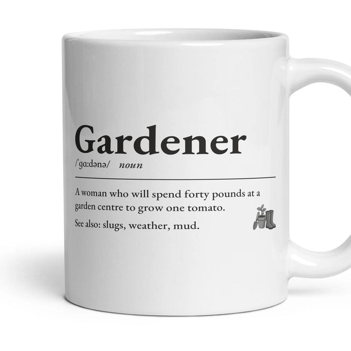 Gardening Mum mug, 11oz white ceramic, handle right
