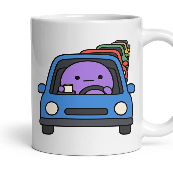 Traffic Jam mug, 11oz white ceramic, handle right