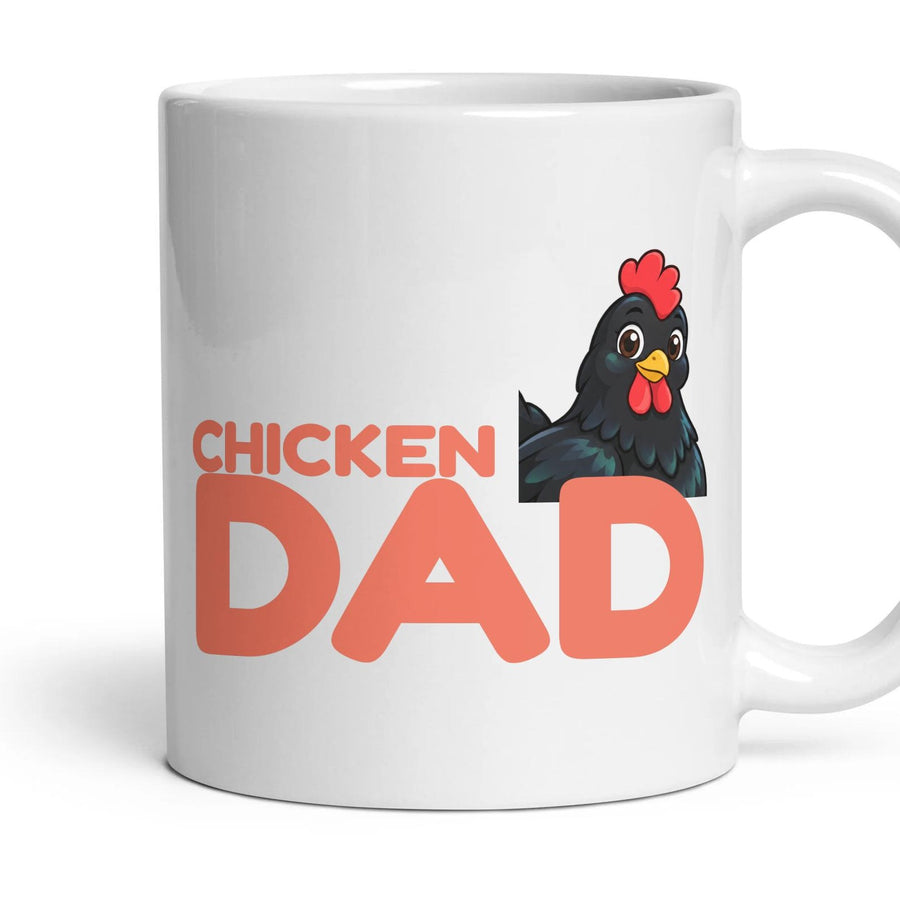 Chicken Dad mug, 11oz white ceramic, Black, handle right