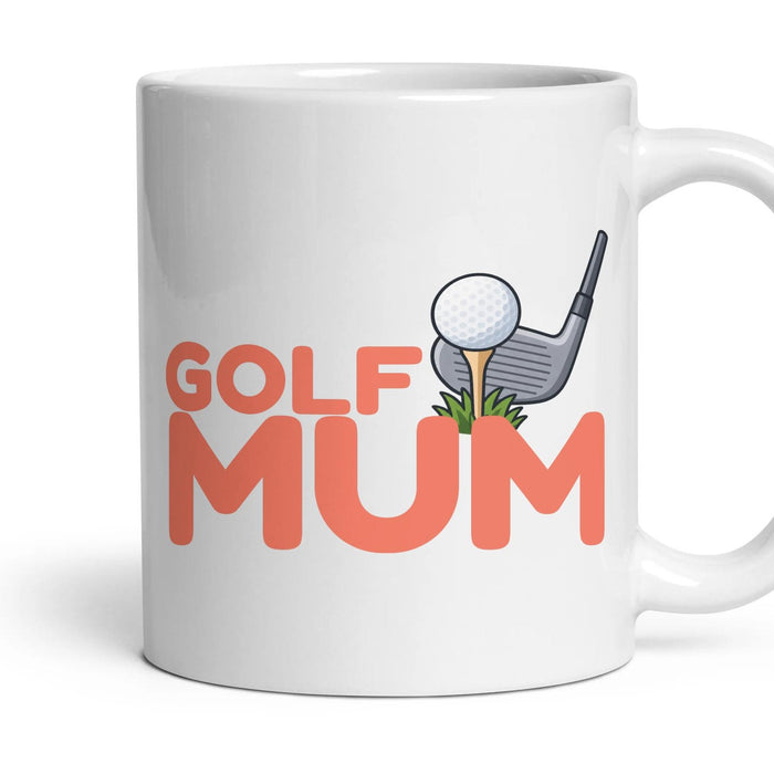 Golf Mum mug, 11oz white ceramic, handle right