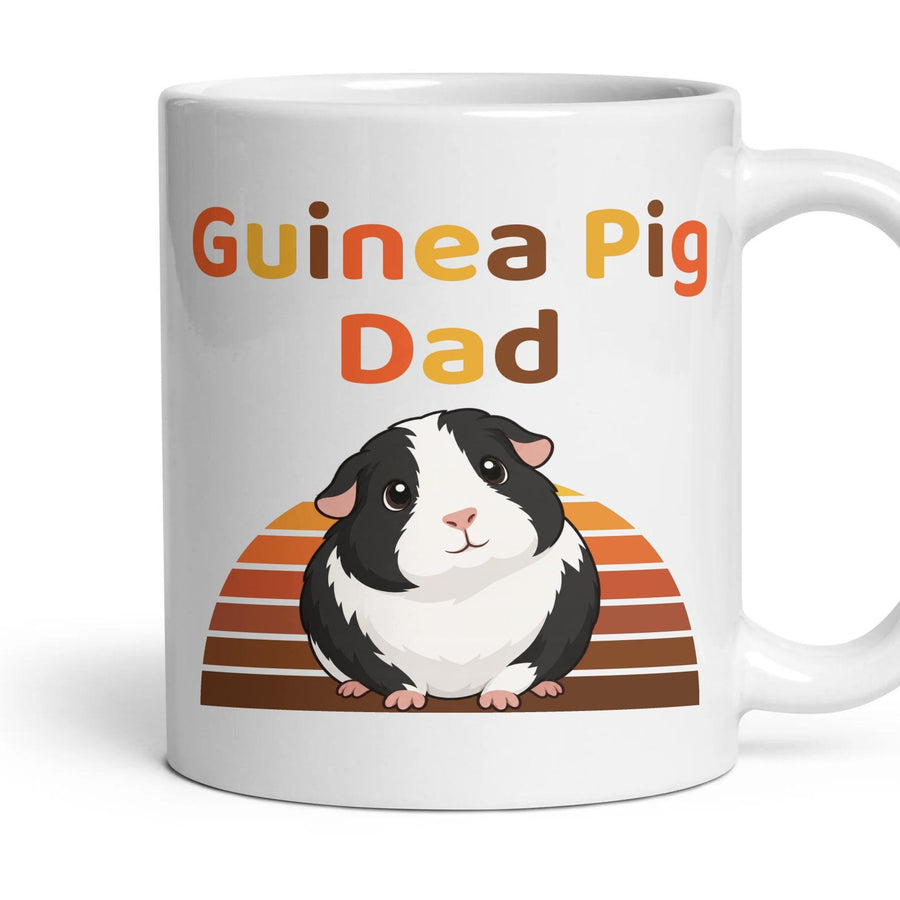 Guinea Pig Dad mug, 11oz white ceramic, Black & White, handle right