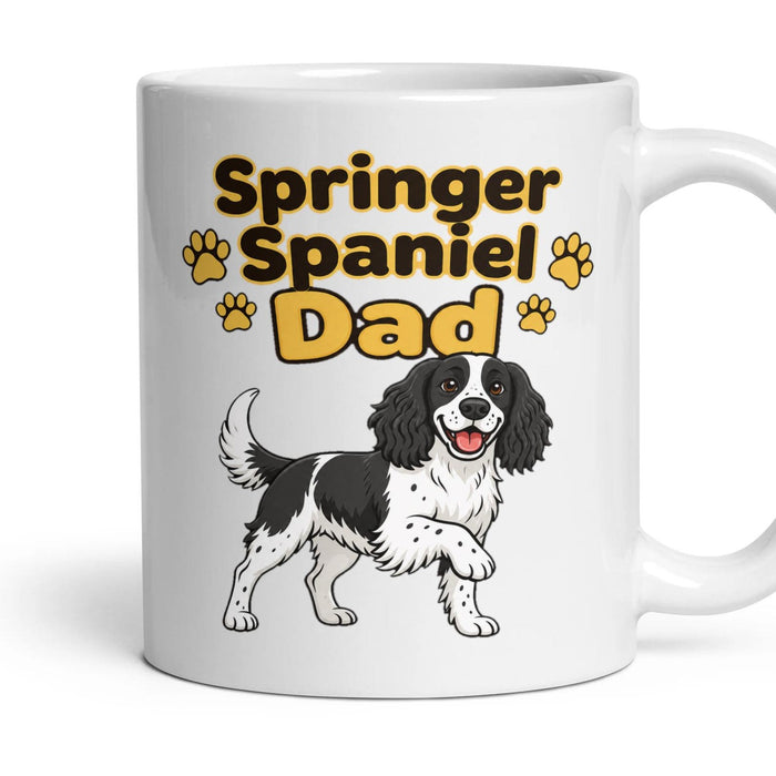 Springer Spaniel Dad mug, 11oz white ceramic, handle right