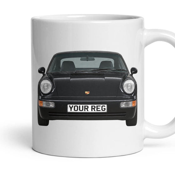 Porsche 911 964 Personalised Number Plate Mug - Front & Rear