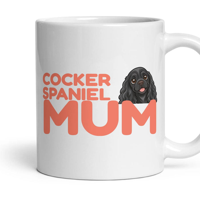 Cocker Spaniel Mum mug, 11oz white ceramic, Black, handle right