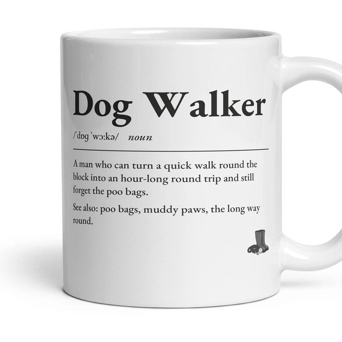 Dog Walking Dad mug, 11oz white ceramic, handle right
