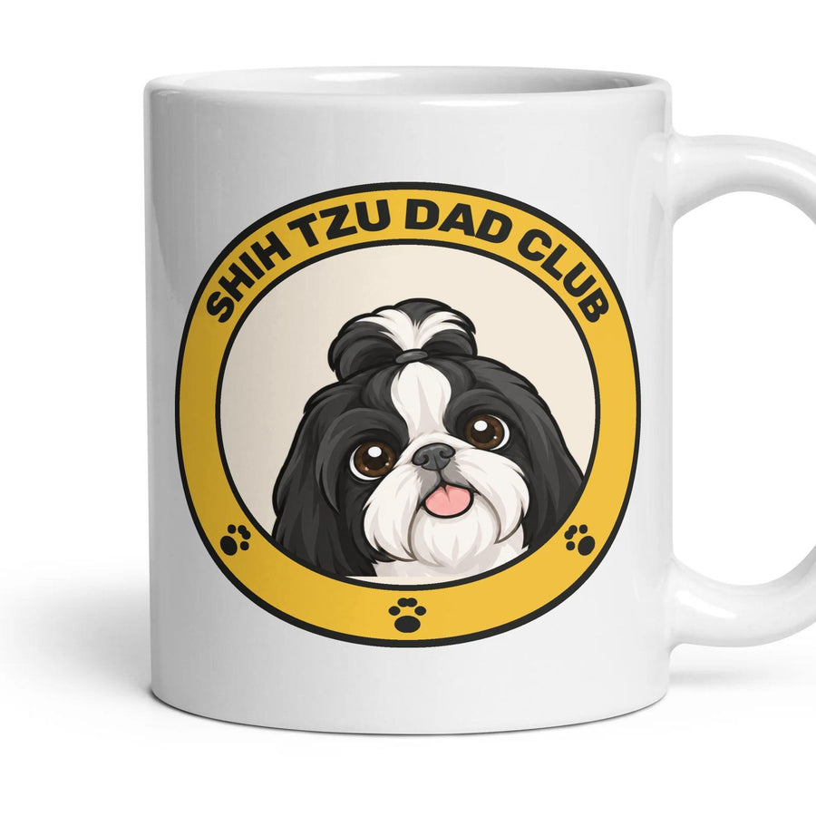 Shih Tzu Dad Club mug, 11oz white ceramic, Black & White, handle right