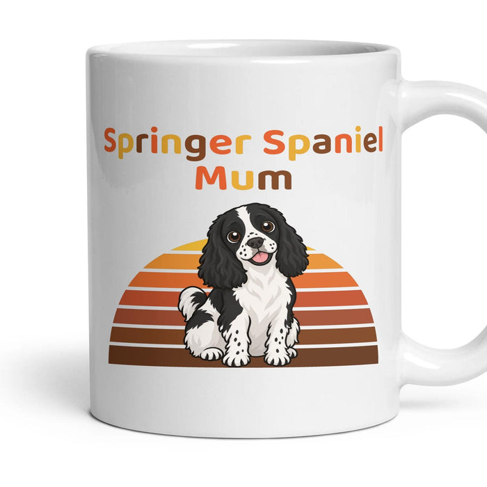 Springer Spaniel Mum mug, 11oz white ceramic, Black & White, handle right